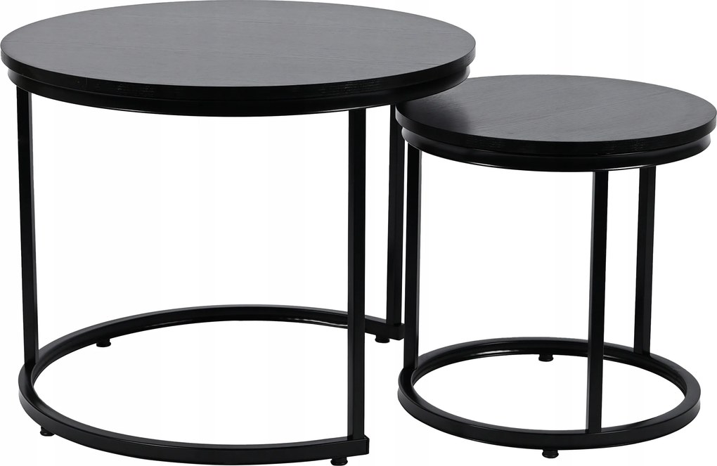Dekorstudio Set 2ks čiernych kávových stolíkov LOFT DUO 60/40cm