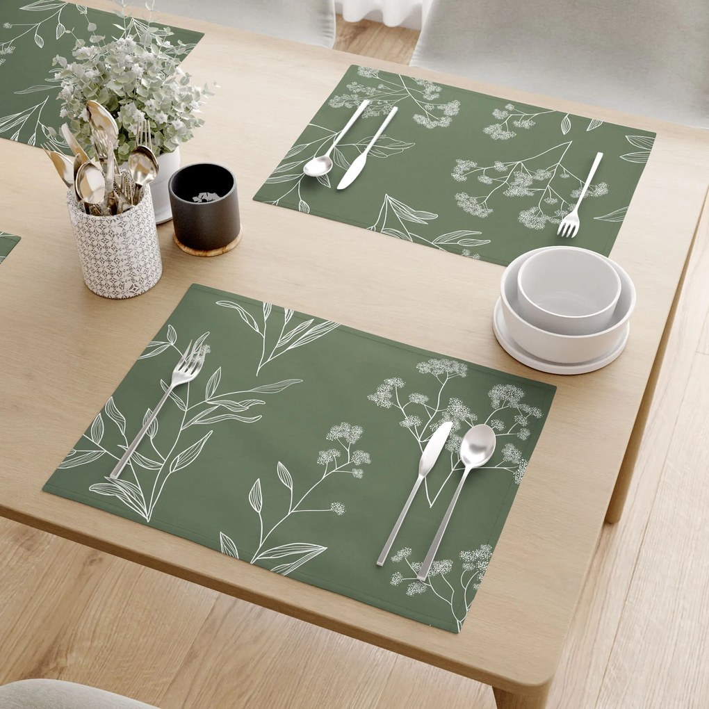 Goldea prestieranie na stôl 100% bavlnené plátno - bylinkové lístky - sada 2ks 30 x 40 cm