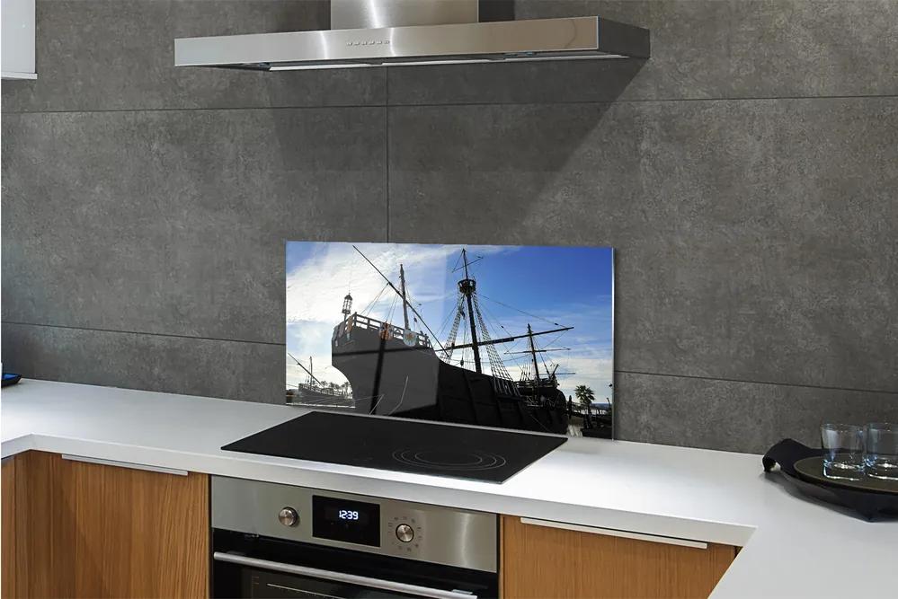 Sklenený obklad do kuchyne loď neba 120x60 cm