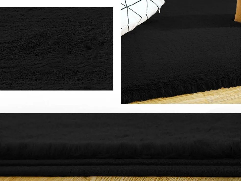 TZ Čierny obdĺžnikový koberec Rabbit Rozmer: 60x120