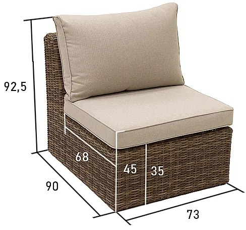 Deokork Ratanový stredový diel BORNEO LUXURY (hnedá)