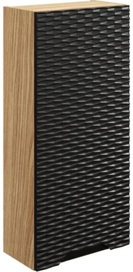 Kúpeľňová zostava Ocean s doskou, umývadlami a skrinkami 120 cm čierna/dub olejovaný