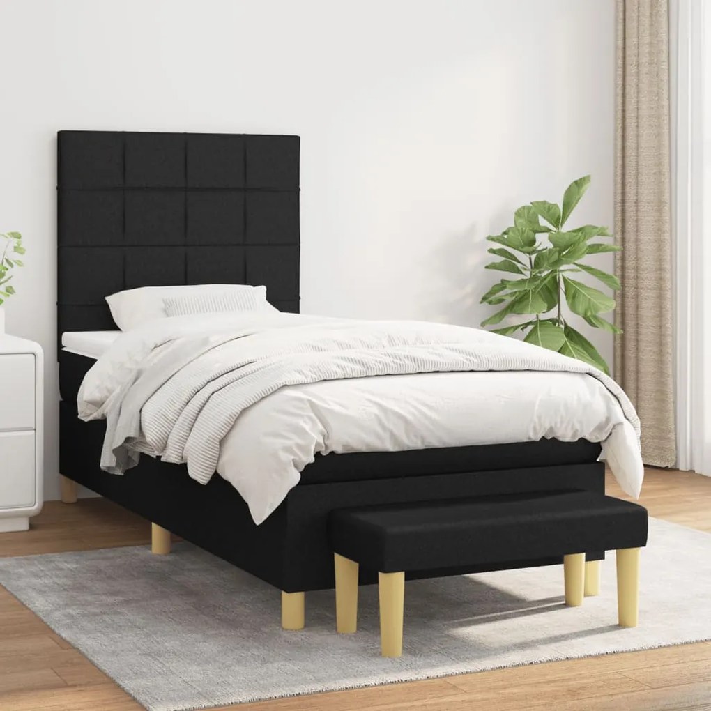 Boxspring posteľ s matracom čierna 100x200 cm látka 3137135