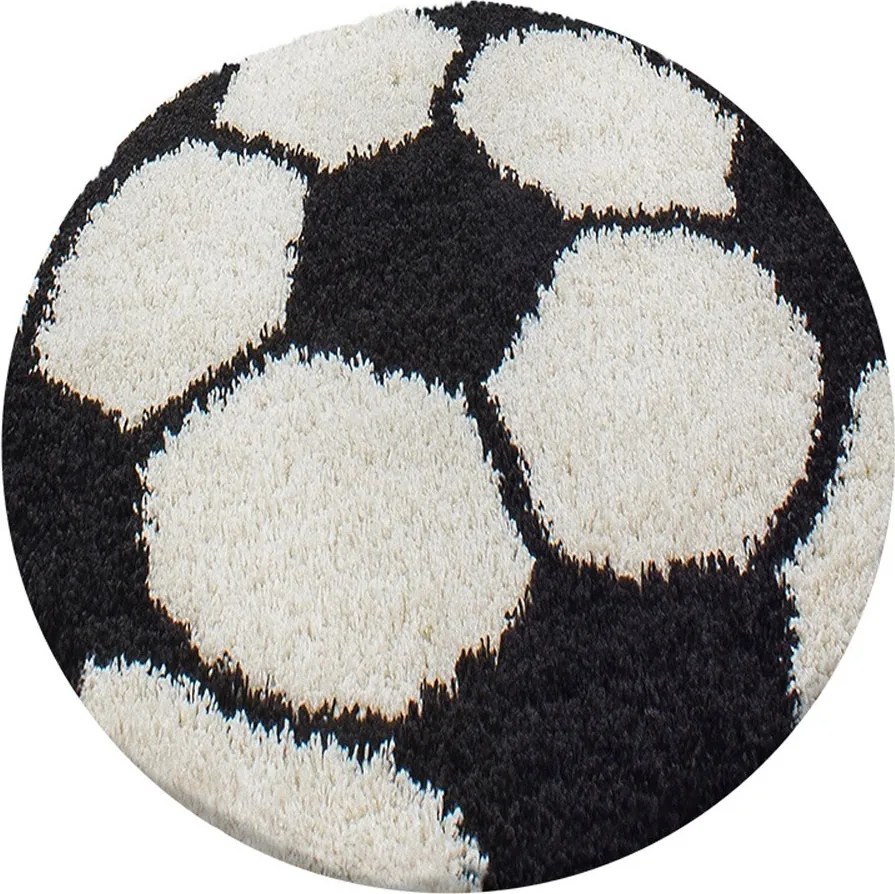 AKCIA: 120x120 (průměr) kruh cm Kusový koberec Fun 6001 black, šedá, detská izba, Ayyildiz