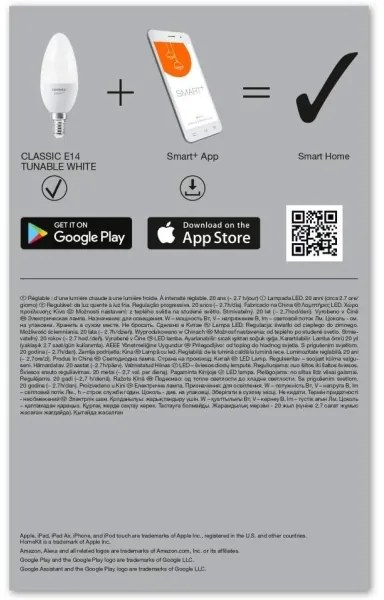 SADA 3x LED Stmievateľná žiarovka SMART+ E14/5W/230V 2700K-6500K - Ledvance