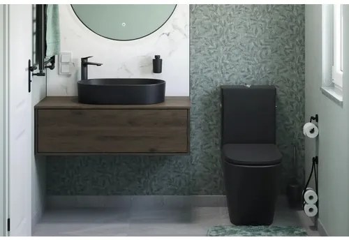 WC kombi Jungborn FLORIEL ONE 64 bez splachovacieho kruhu vč. WC dosky SWN321 (MATT BLACK)