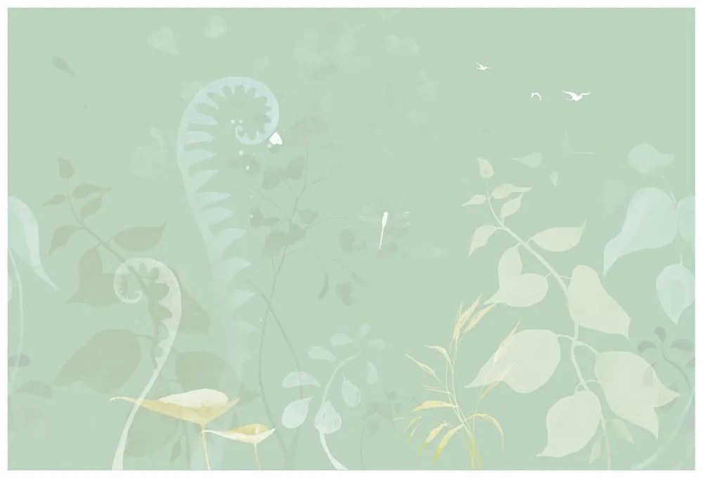 Samolepiaca tapeta abstraktné rastlinné zátišie v zelenom