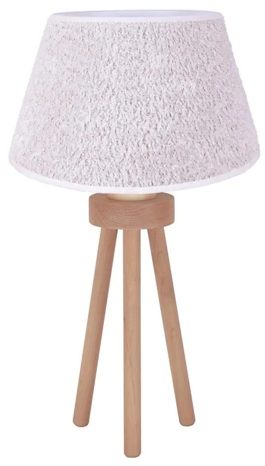 Duolla - Stolná lampa BOUCLE 1xE27/15W/230V pr. 28 cm biela/drevo DU601429