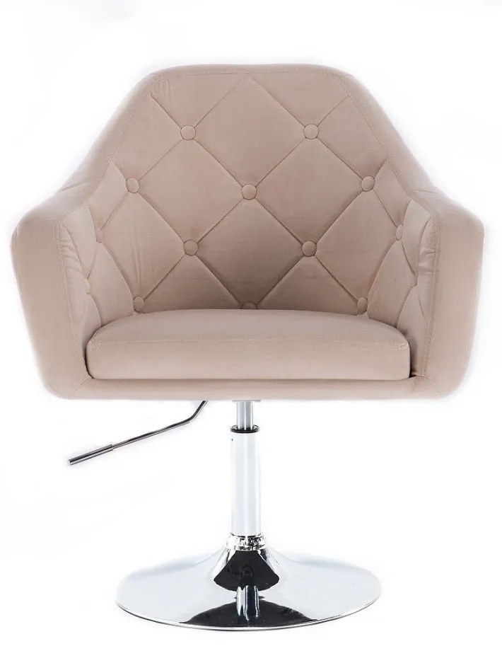 LuxuryForm DESIGN Kreslo ANDORA VELUR na striebornom tanieri - krémové