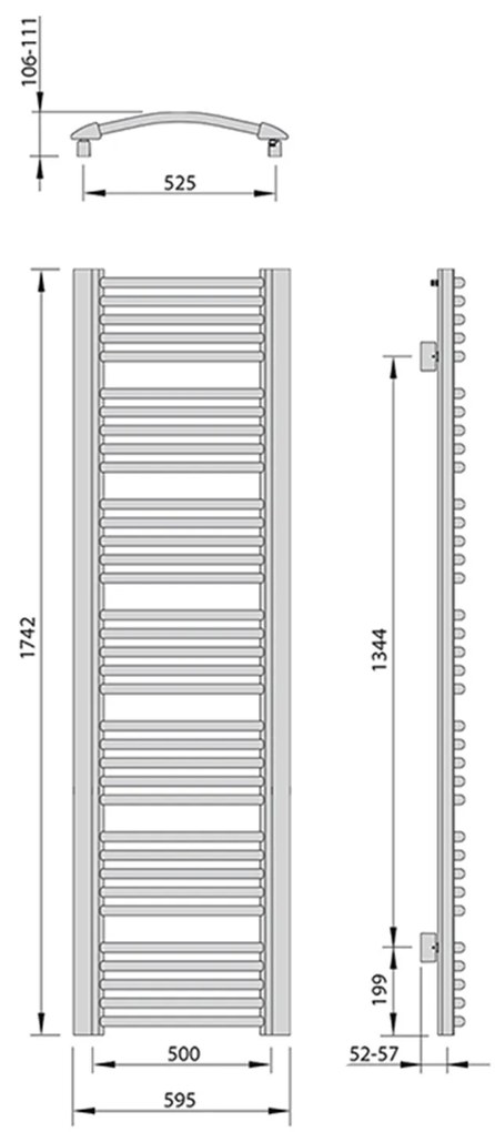 Sapho Sapho, EGEON vykurovacie teleso 595x1742mm, 1057 W, strieborna strukturálna, EG617SS
