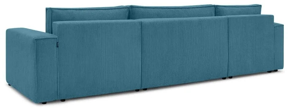 Tyrkysovomodrá menčestrová rozkladacia rohová pohovka Nihad – Bobochic Paris