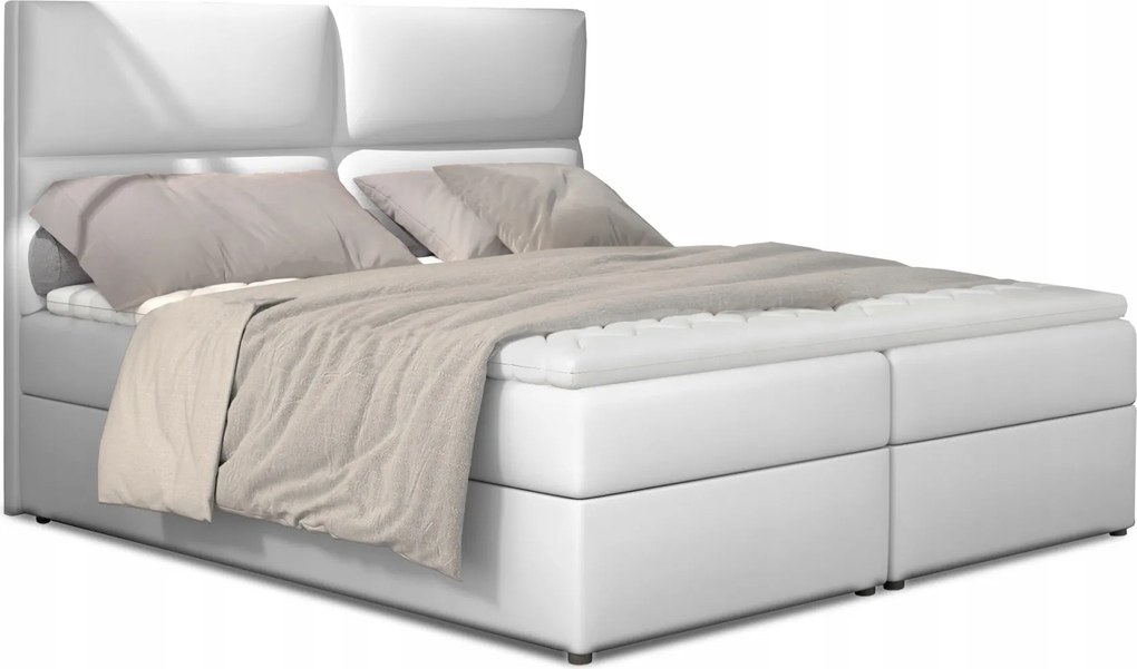Manželská posteľ Boxspring 165 cm Alyce (biela) (s matracmi)