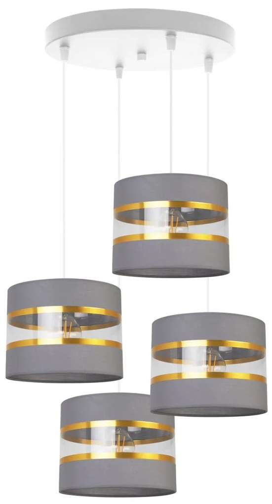 Závesné svietidlo Elegance, 4x textilné tienidlo (mix 6 farieb), (výber z 2 farieb konštrukcie), o, g
