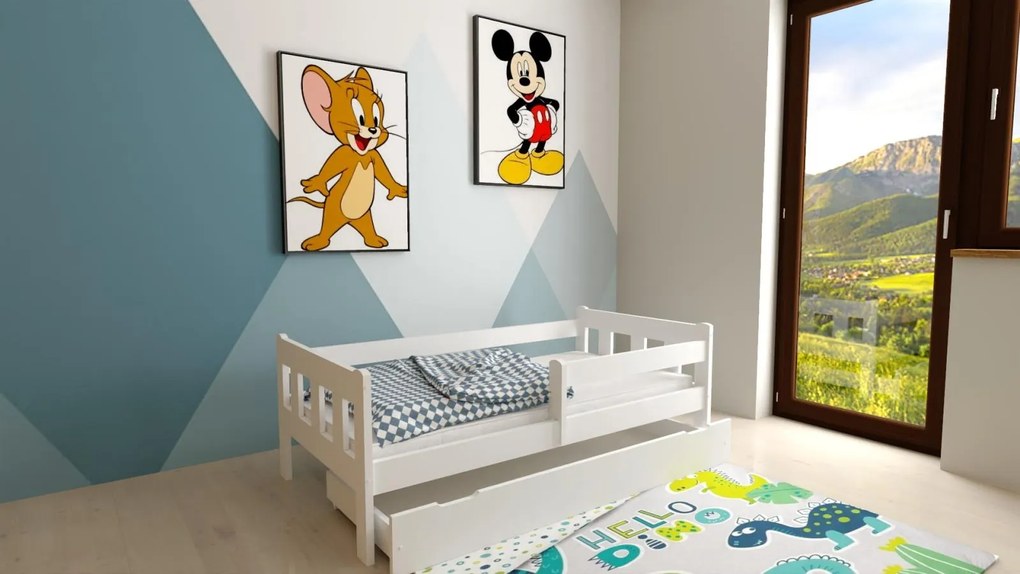 Detská posteľ z masívu borovice MAJA - 200x90 cm - biela