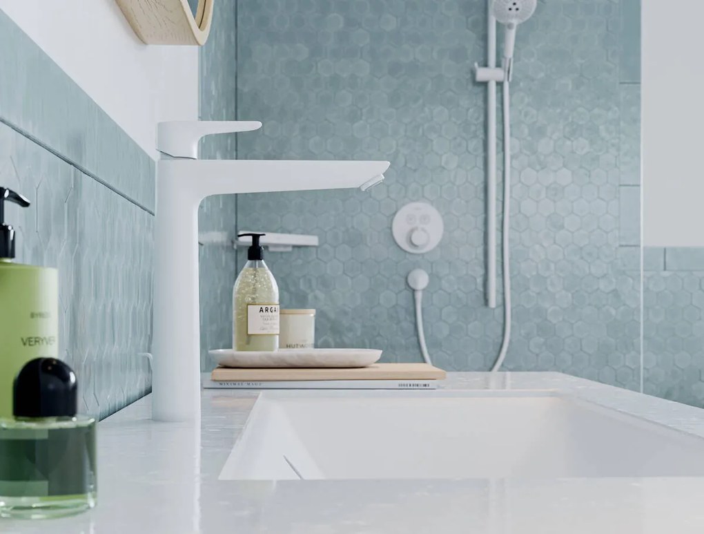 Hansgrohe Talis E, vysoká umývadlová batéria 240 s odtokovou súpravou s tiahlom, chrómová, HAN-71716000