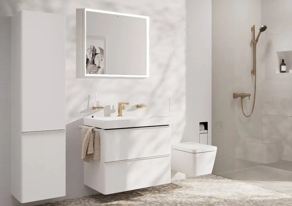 Hansgrohe Tecturis E, páková umývadlová batéria 110 Fine CoolStart EcoSmart+ s odtokovou garnitúrou Push-Open, kartáčovaný bronz, HAN-73020140