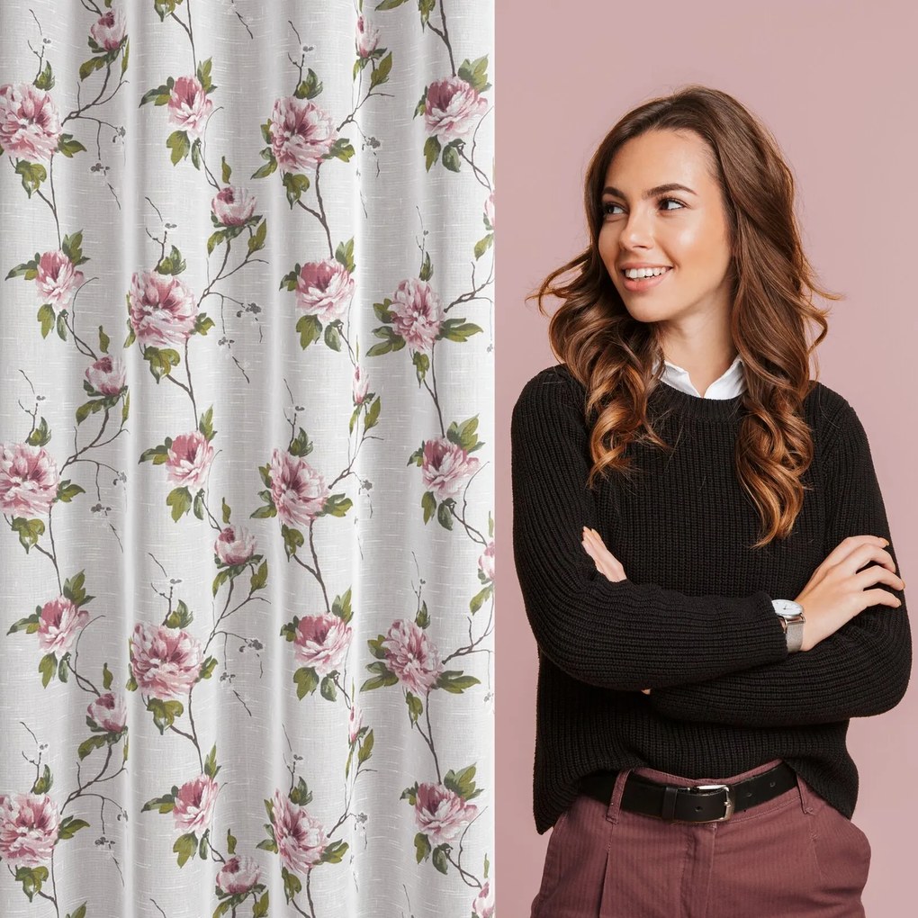 ZÁVES NA KRÚŽKOCH RUTH 135X250 CM KVETY