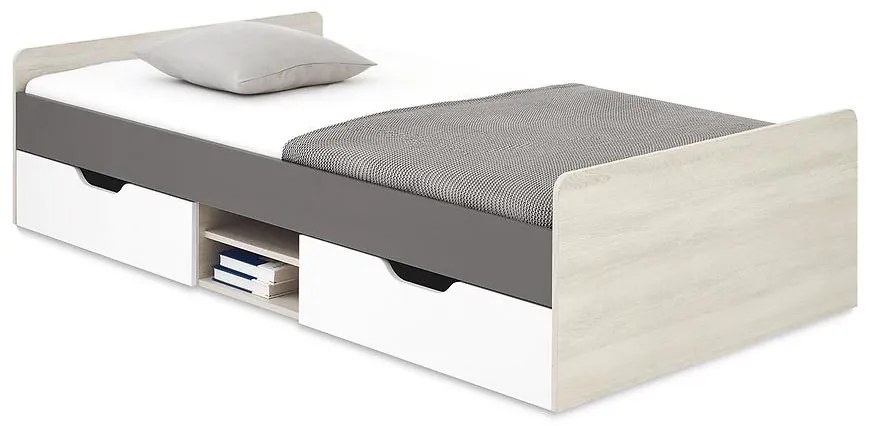 Posteľ 120 Remo RM16 dub wilton/biela/antracit