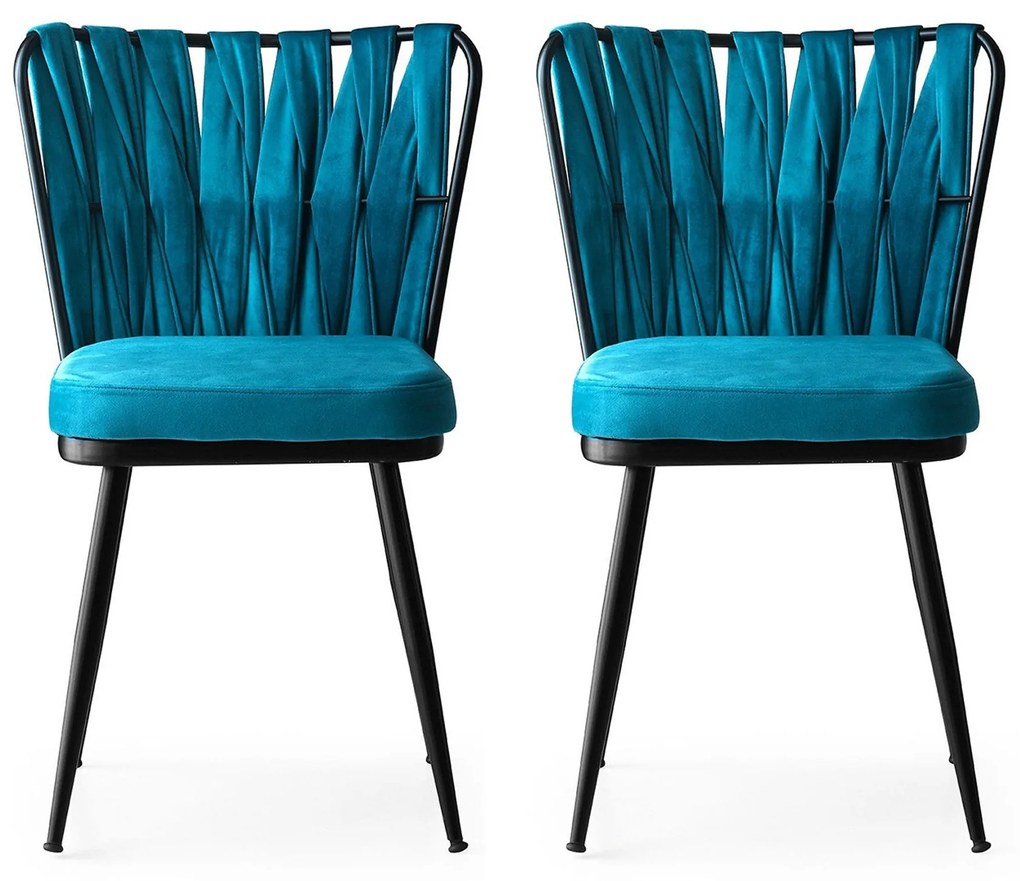 Sada 2 ks jedálenských stoličiek Kusakli modrá/čierna