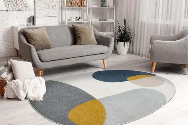 Koberec FUSION Shape 5706 biely / svetlosivý / zlatý