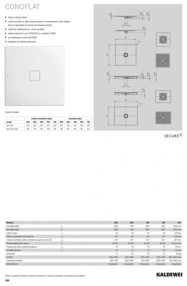 Kaldewei Conoflat - Sprchová vanička 900x900 mm, alpská biela 465300010001