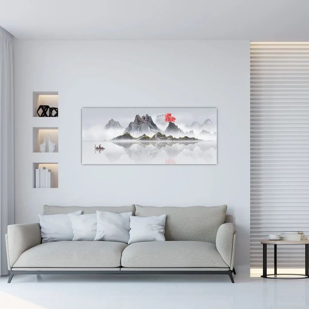 Obraz - Hory v hmle (120x50 cm)