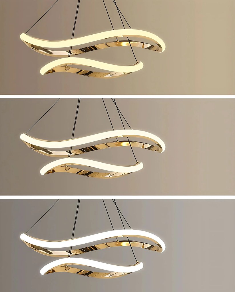 Toolight Toolight, závesná lampa 80cm, 61W, 3000K, LHJ017-CP2, zlatá, OSW-50007