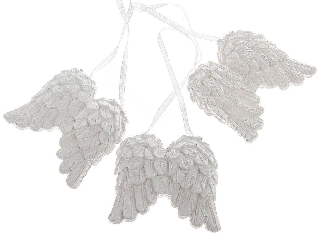 Súprava vianočných ozdôb Anjelské krídla, 3 ks, polyresin