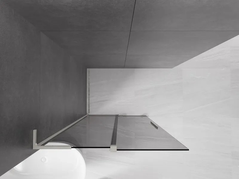 Mexen Velar L, posuvná sprchová zástena Walk-in 90 x 200 cm, 8mm šedé sklo, brúsená oceľ, 871-090-003-43-97
