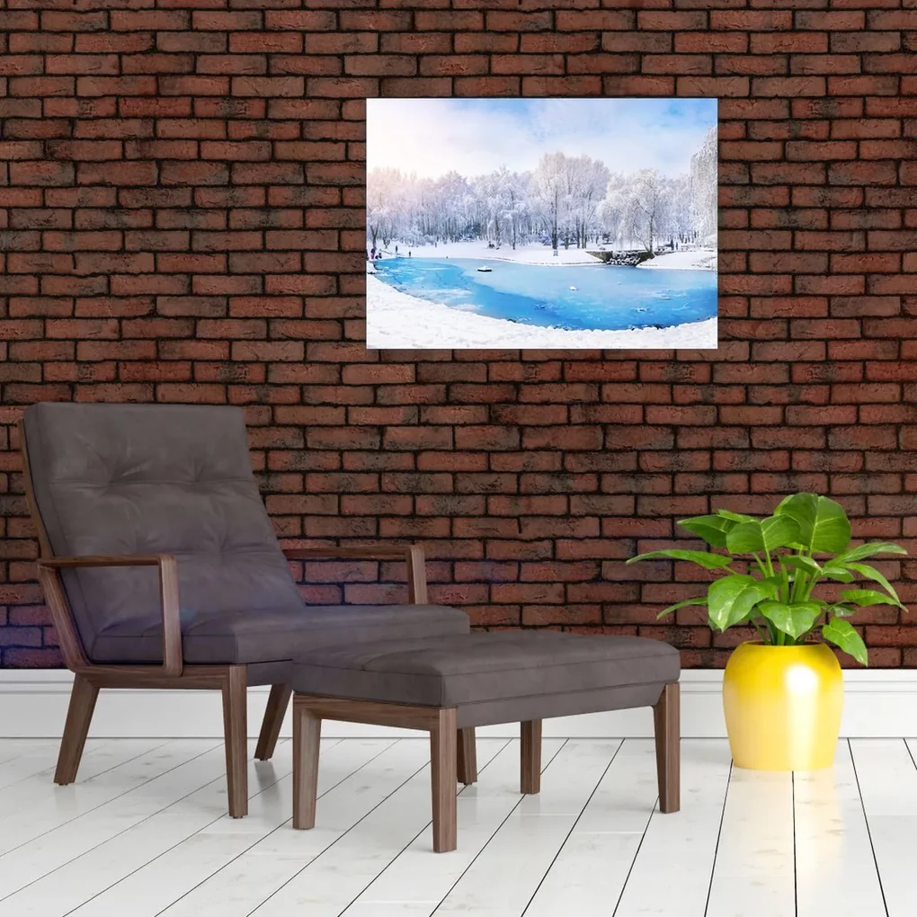 Sklenený obraz - Ľadové jazero (70x50 cm)