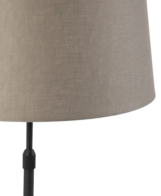 Stolná lampa čierna s tienidlom z ľanu taupe 35 cm nastaviteľná - Parte