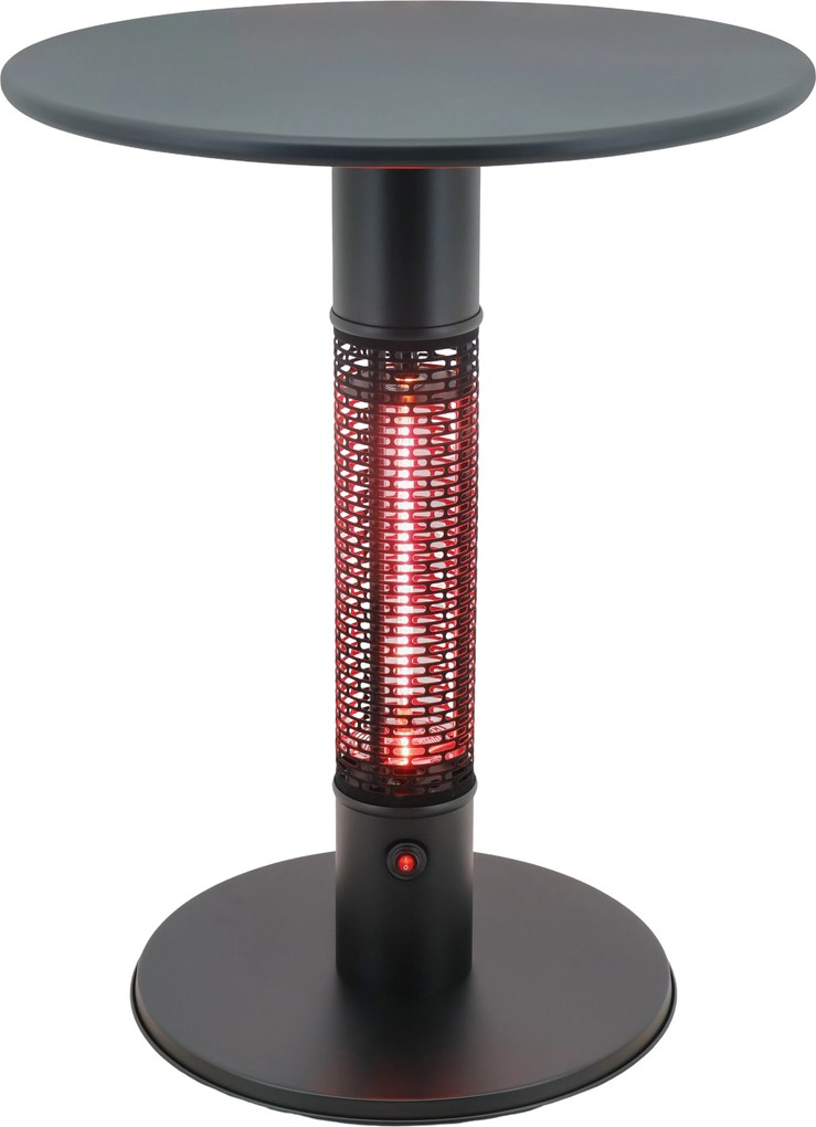 Vyhrievaný terasový stôl s infražiaričom, 1500 W, Ø 600 mm, čierny