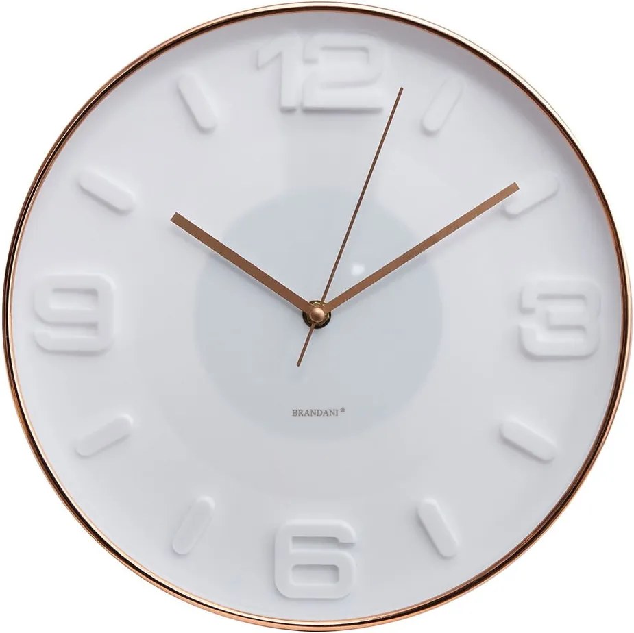 Biele nástenné hodiny Brandani Rose Gold
