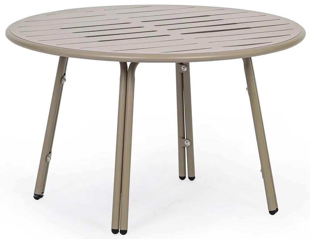 Kovový bistro stôl VENTO, priemer 80 cm, na vonkajšie použitie, béžová