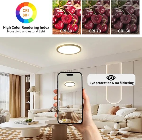 Brilagi - LED kúpeľňové svietidlo ULTRA SLIM LED/12W/230V pr. 22,5 cm zlaté IP54