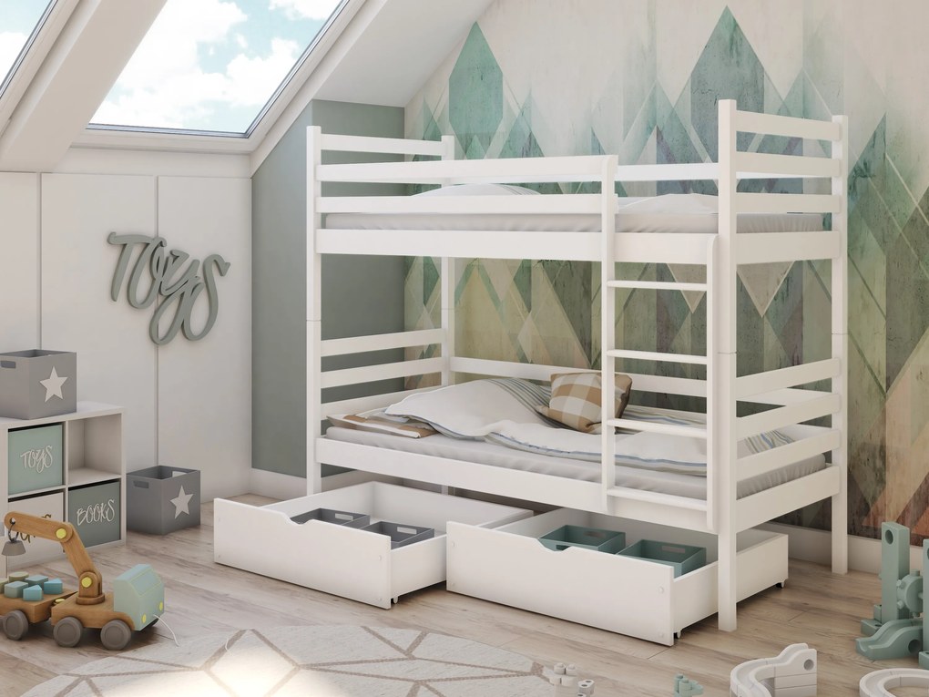 Detská posteľ 80 x 180 cm Nubia (s roštom a úl. priestorom) (biela). Akcia -20%. Vlastná spoľahlivá doprava až k Vám domov. 1013349
