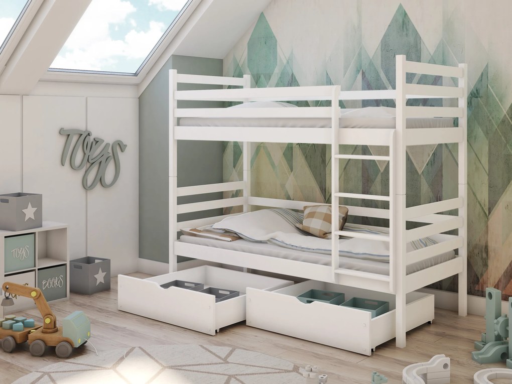 Detská posteľ 90 x 200 cm Nubia (s roštom a úl. priestorom) (biela). Akcia -21%. Vlastná spoľahlivá doprava až k Vám domov. 1013531