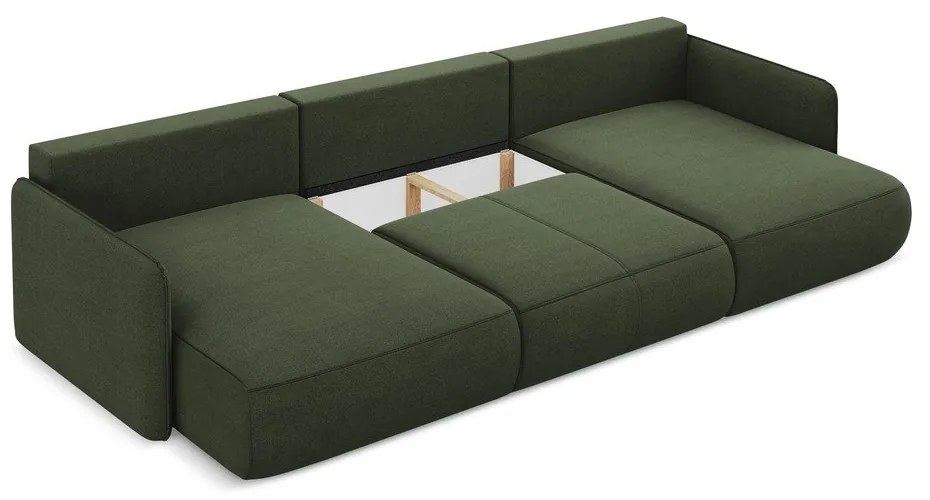 Zelená rozkladacia/s úložným priestorom rohová pohovka Nanea – Makamii