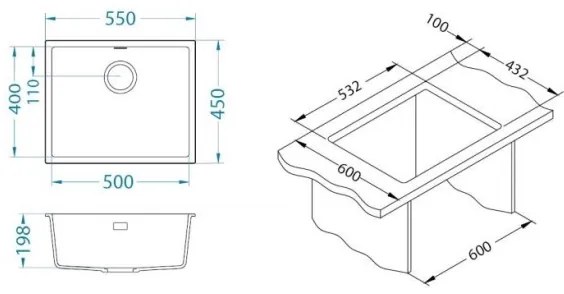 ALVEUS 1150051 - Kuchynský drez OMNI 55x45 cm granit/biela