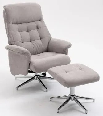 Relaxačné TV kreslo s podnožkou Leonardo, svetlo šedá látka%