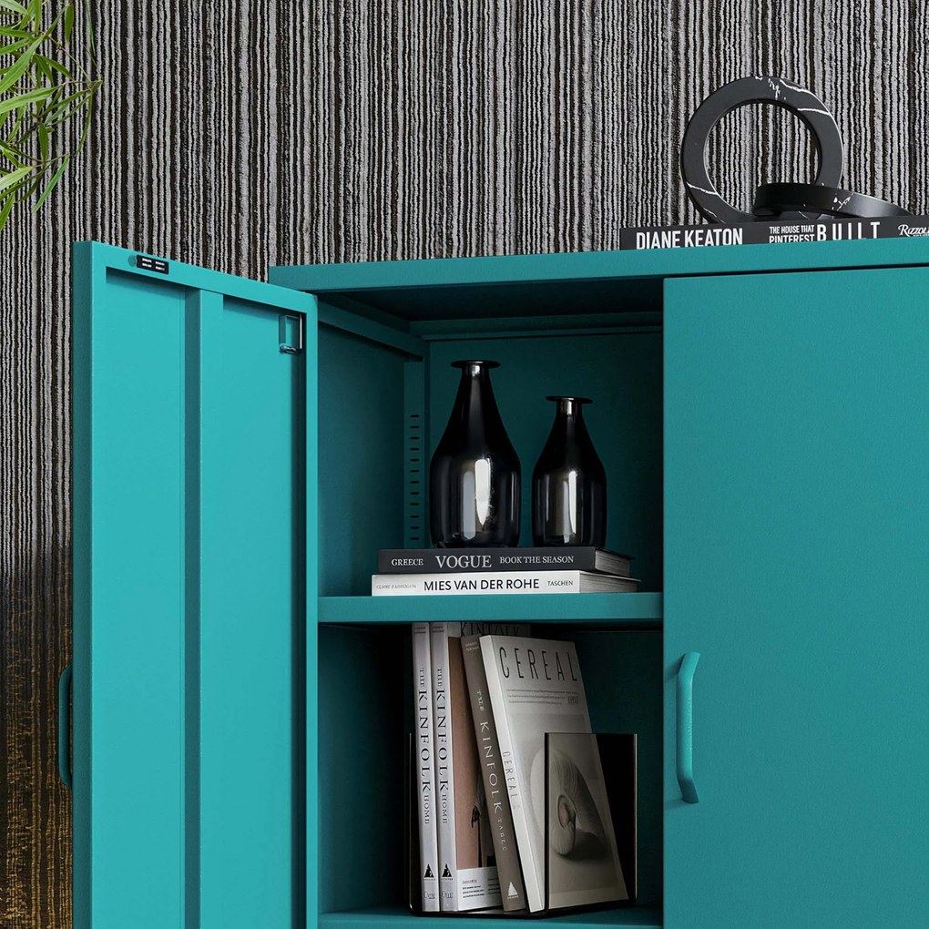 Skrinka do obývačky s policami VITO, 800 x 1015 x 400 mm, Modern: morská farba