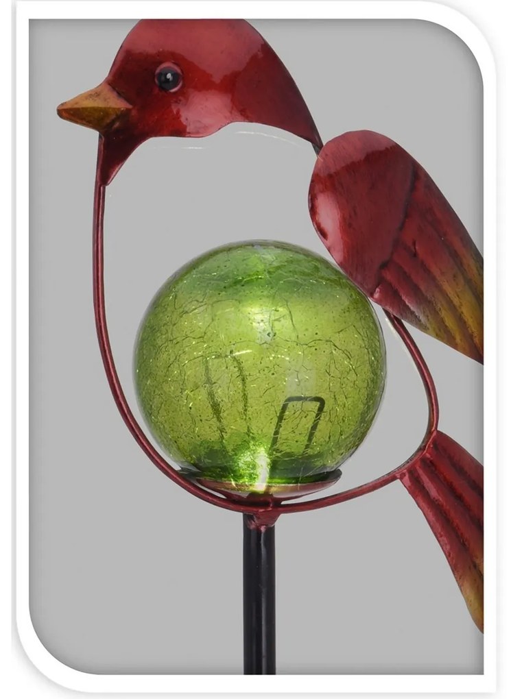 Solárna lampa Bird červená, 13 x 6 x 52 cm