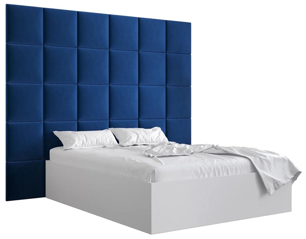 Manželská posteľ s čalúneným čelom 160 cm Brittany 3 (biela matná + modrá) (s roštom). Vlastná spoľahlivá doprava až k Vám domov. 1045996