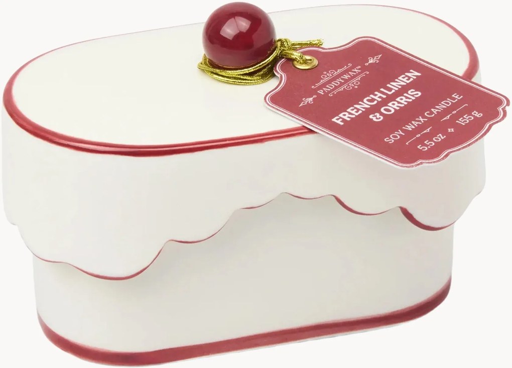 Keramická sviečka's ručne maľovanou pokrievkou Cherie (French Linen & Orris)