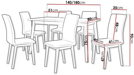 Jedálenský set (pre 6 osôb) Axiomatica AL23 (dub grandson + čierna + sivá). Vlastná spoľahlivá doprava až k Vám domov. 1121735