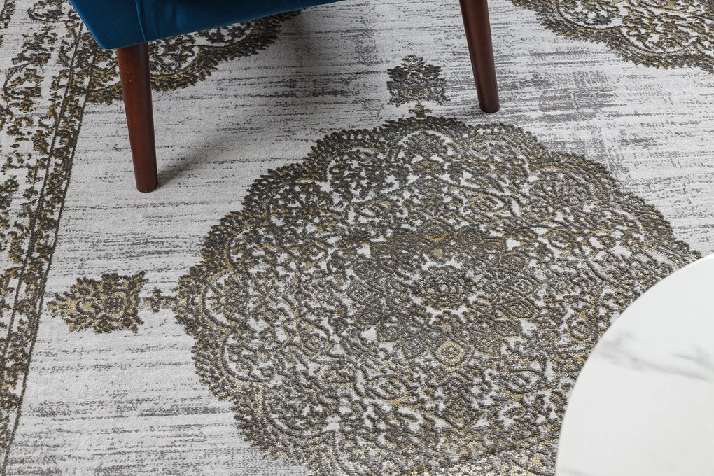 Koberec LIRA E1468 Rozeta, glamour, sivo - zlatý