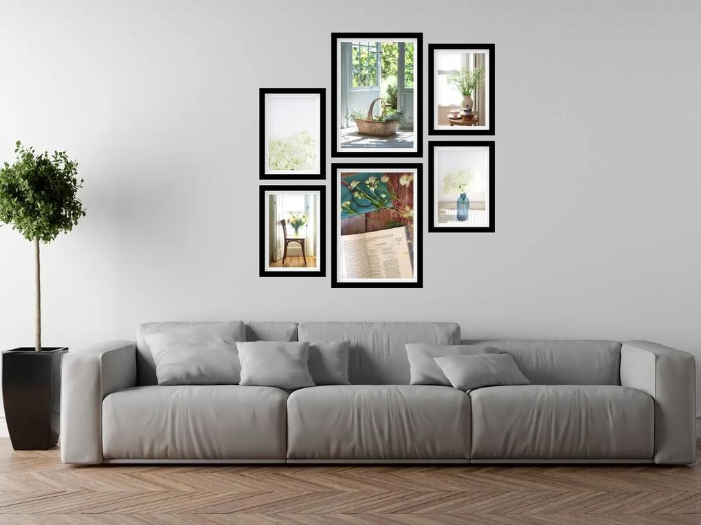 Gario Sada plagátov Dekorácie kvetov - 6 dielna Farba rámu: Rustikálna, Veľkosť: 85 x 92 cm