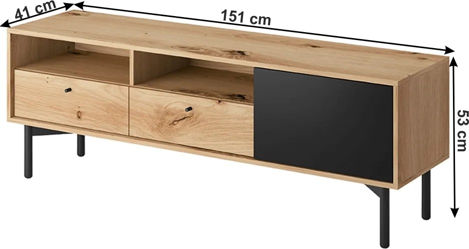 TV stolík Forso FRTV151 - dub artisan / čierna