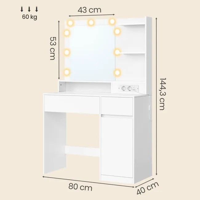 Toaletný stolík s LED zrkadlom RDT242WB01