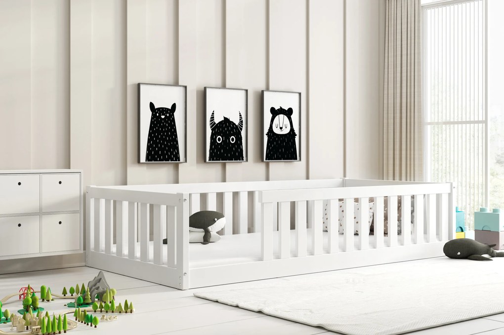 Posteľ BELLA SIMA 190x90 Montessori z masívu – biela